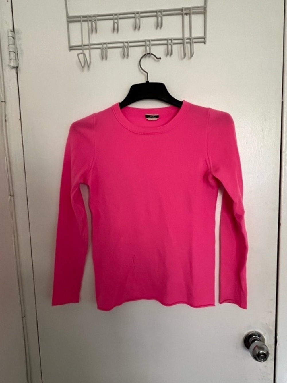 J. Crew Bright Pink Cashmere Crewneck Sweater.